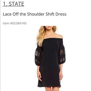 1.Slate off the shoulder black dress